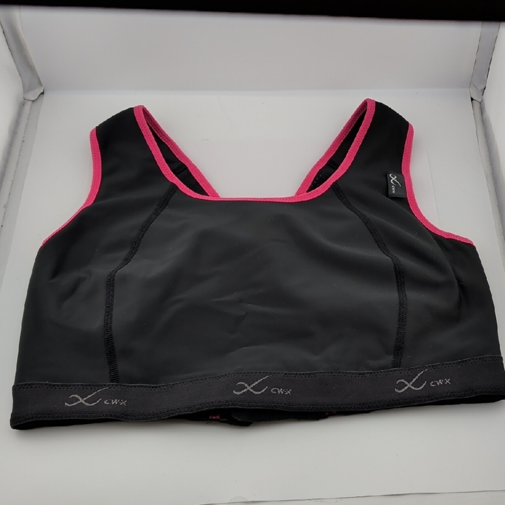CW-X Black Sports Bra with Pink Trim